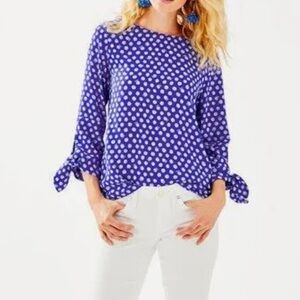 Lilly Pulitzer Langston Top - Royal Purple Spotted -   XL NWT